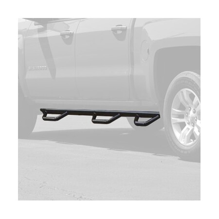 BroadfeetMotorsports SBDO-191-97Z-B 3 in. Wheel to Wheel Black Round Hoop Steps